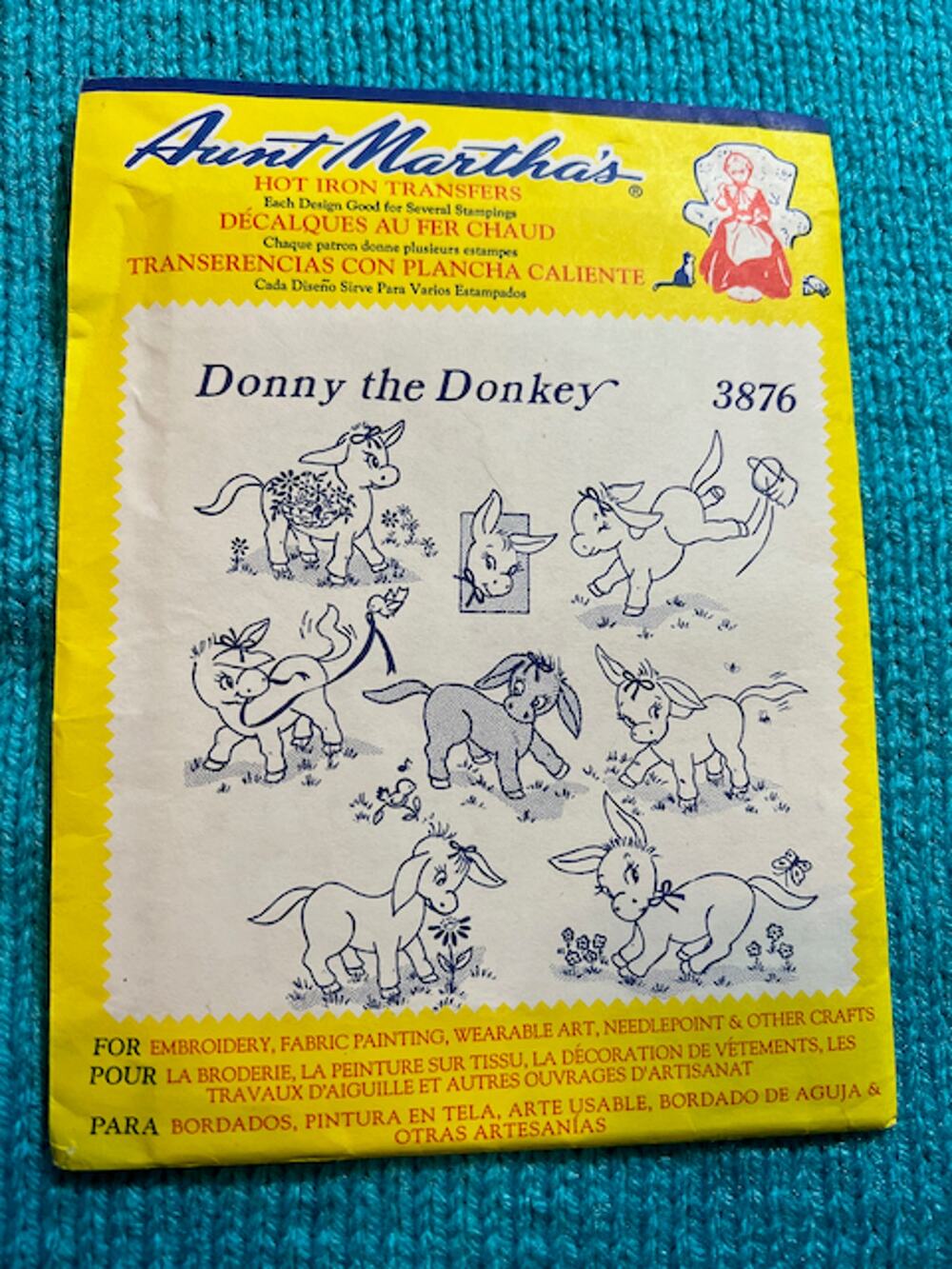 Aunt Marthas iron on transfers 3876 Donny the donkey